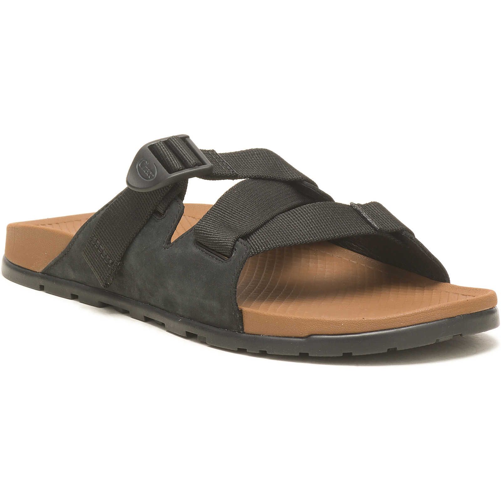 Black Chacos Lowdown Leather Slide | XBS-624387