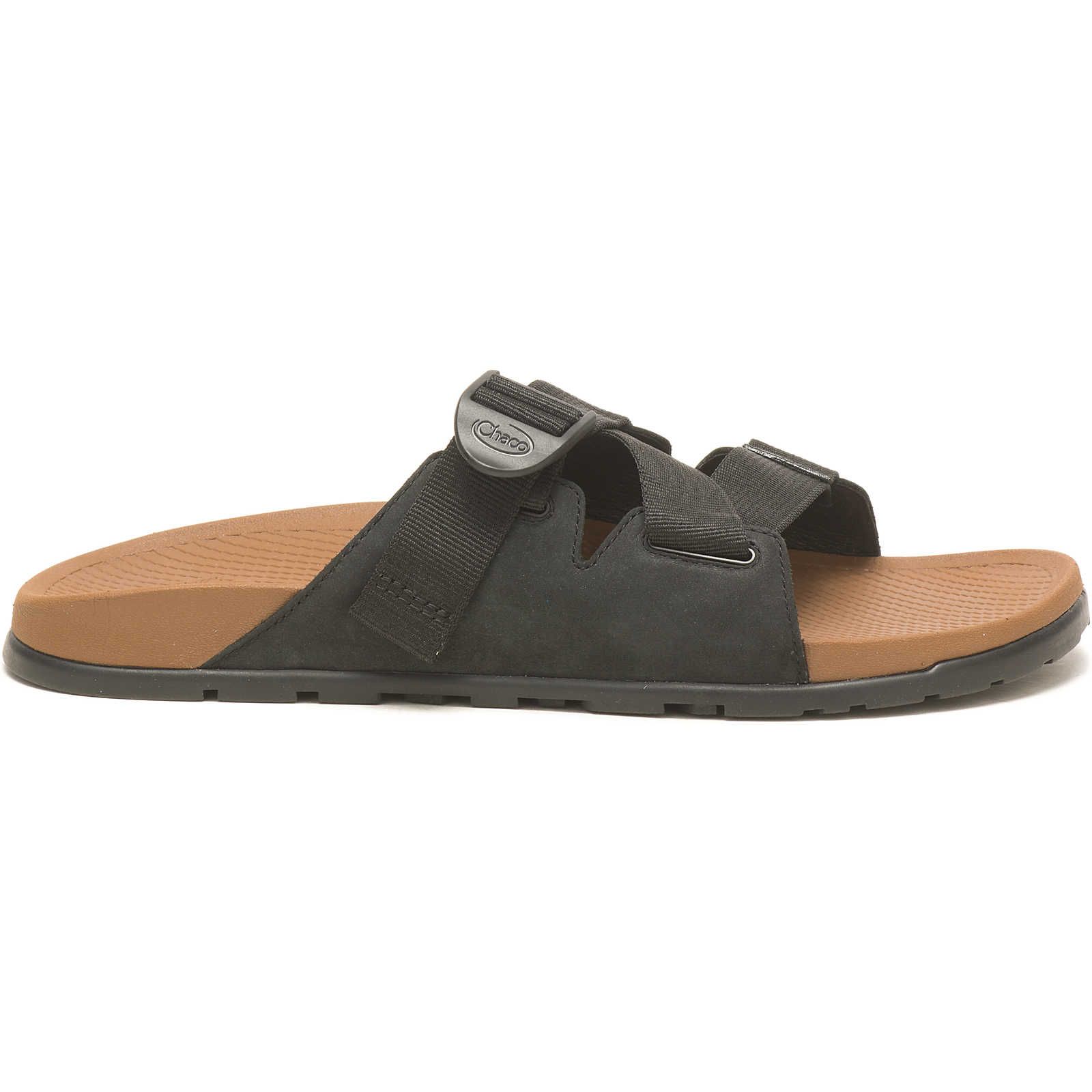 Black Chacos Lowdown Leather Slide | XBS-624387